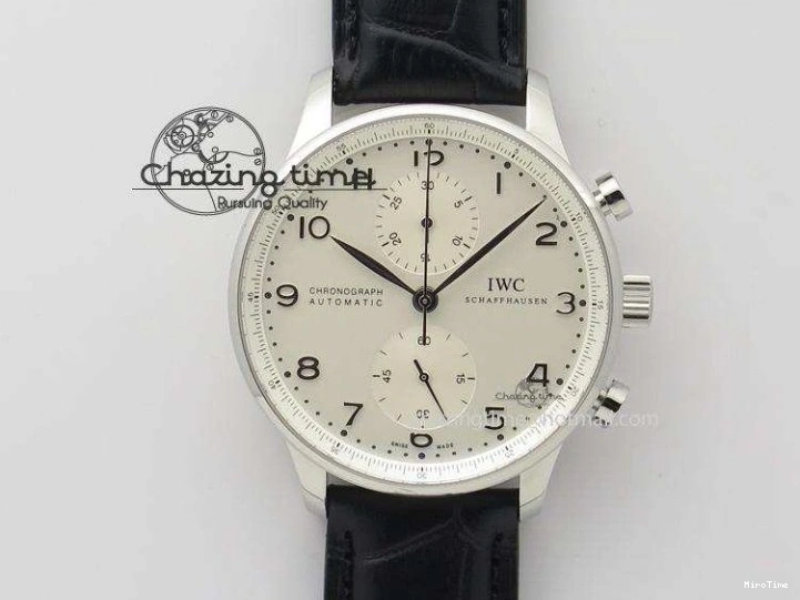 MIROTIME 0410 Elegant Portuguese IW371615 ZF 1:1 Best Edition SS Green Dial on Black Leather Strap A96355 V 7081